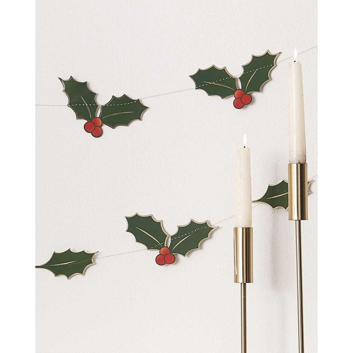 Foiled Holly Leave Garland - 5m