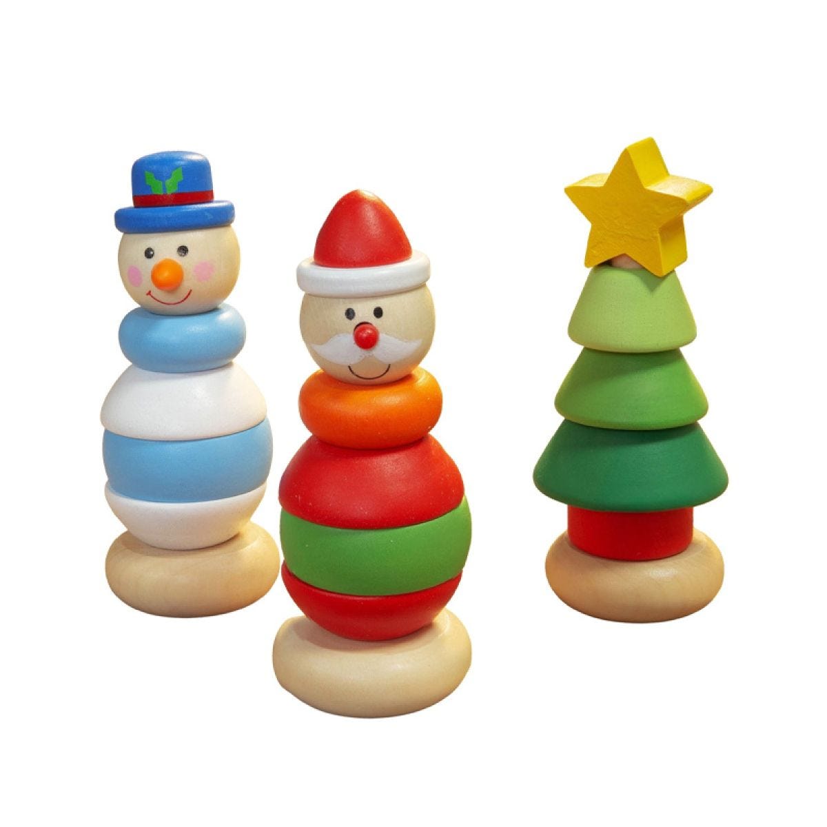 Christmas Wooden Tower Stacking Game - 13cm