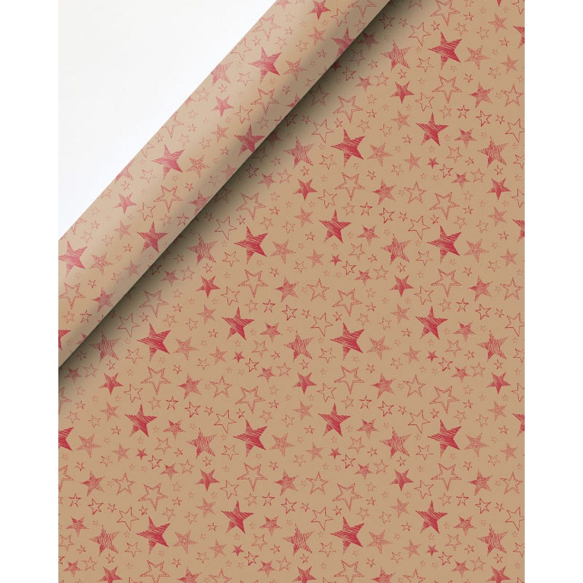 Red Stars Christmas Gift Wrap - 4m