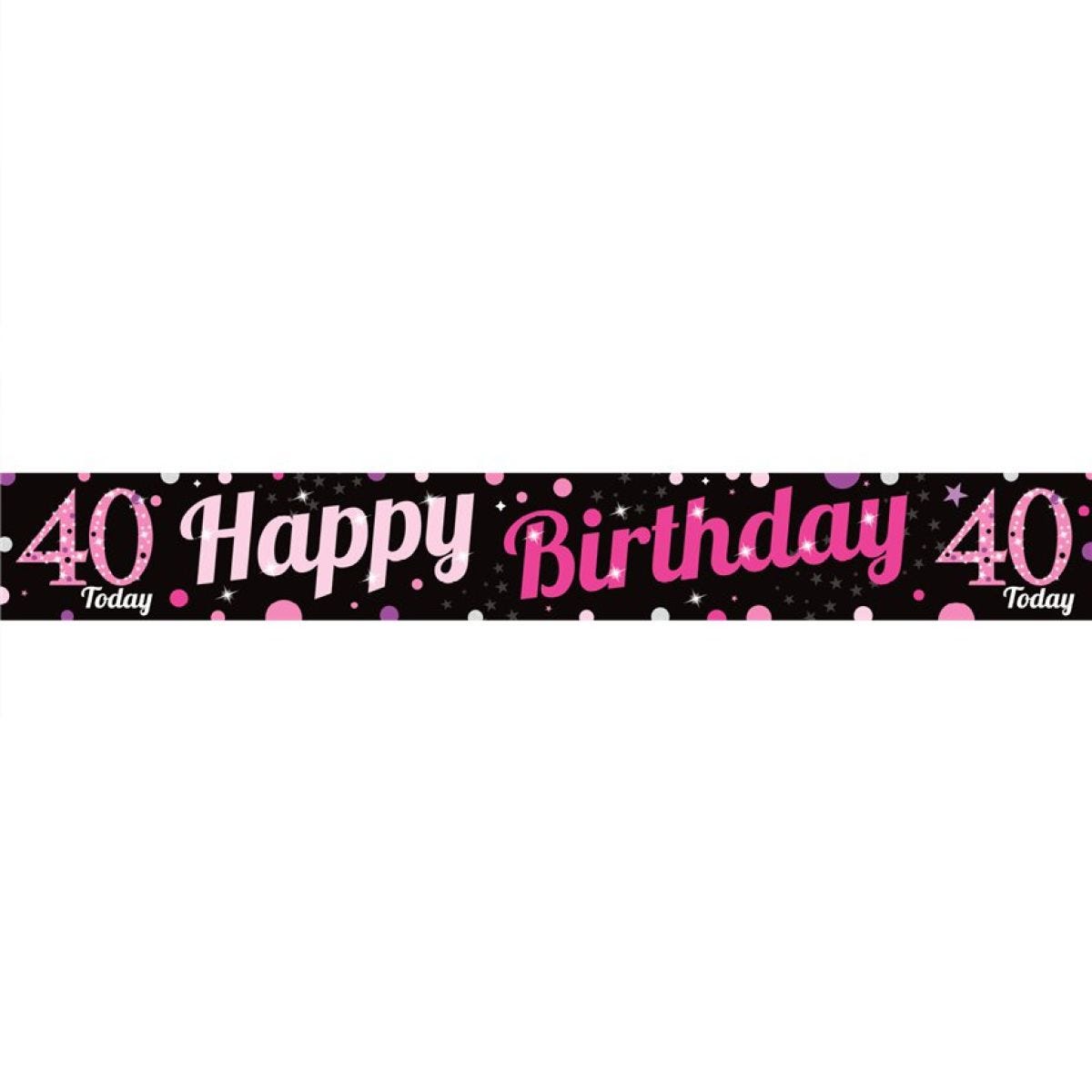 40th Birthday Pink Celebration Paper Banners -1m