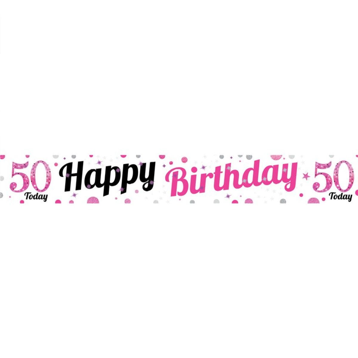 50th Birthday Pink Celebration Paper Banners -1m