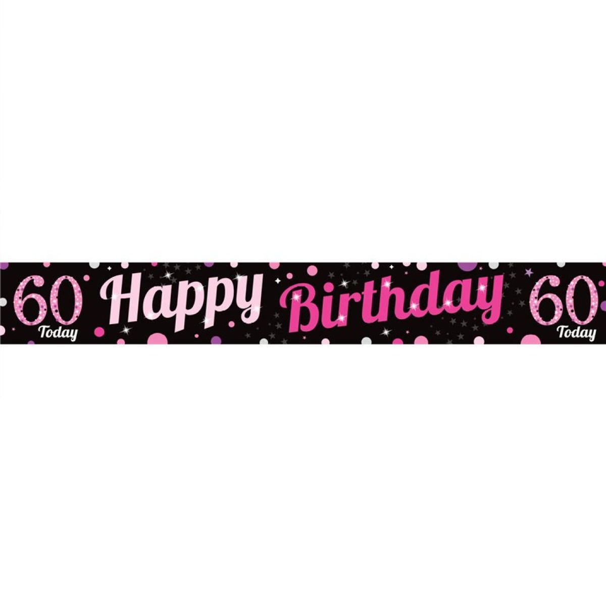 60th Birthday Pink Celebration Paper Banners -1m