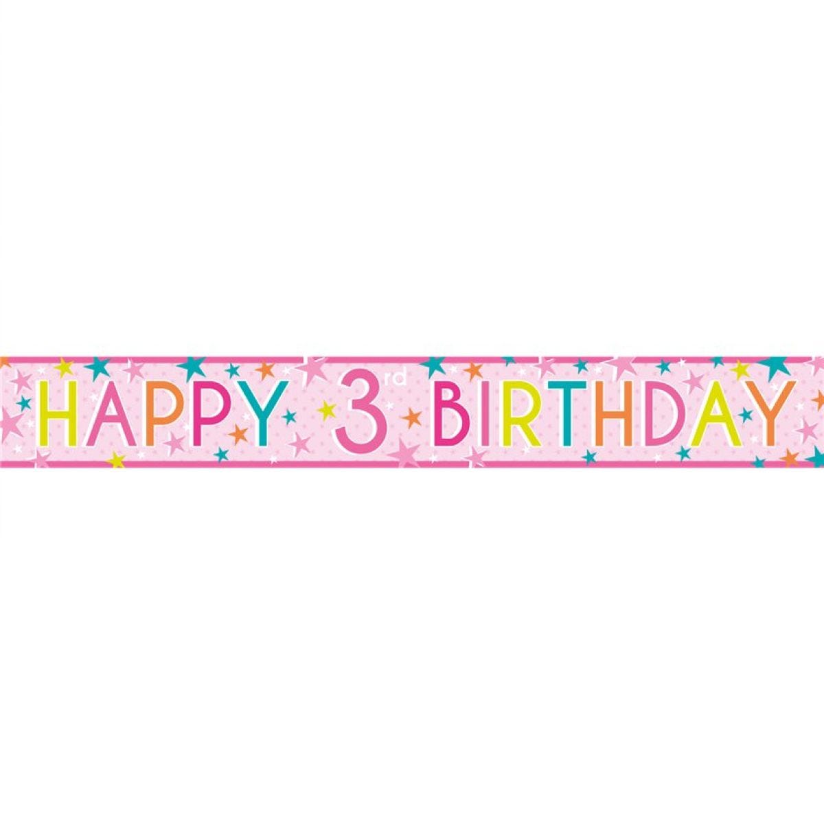 Girls 3rd Birthday Paper Banners - 1m