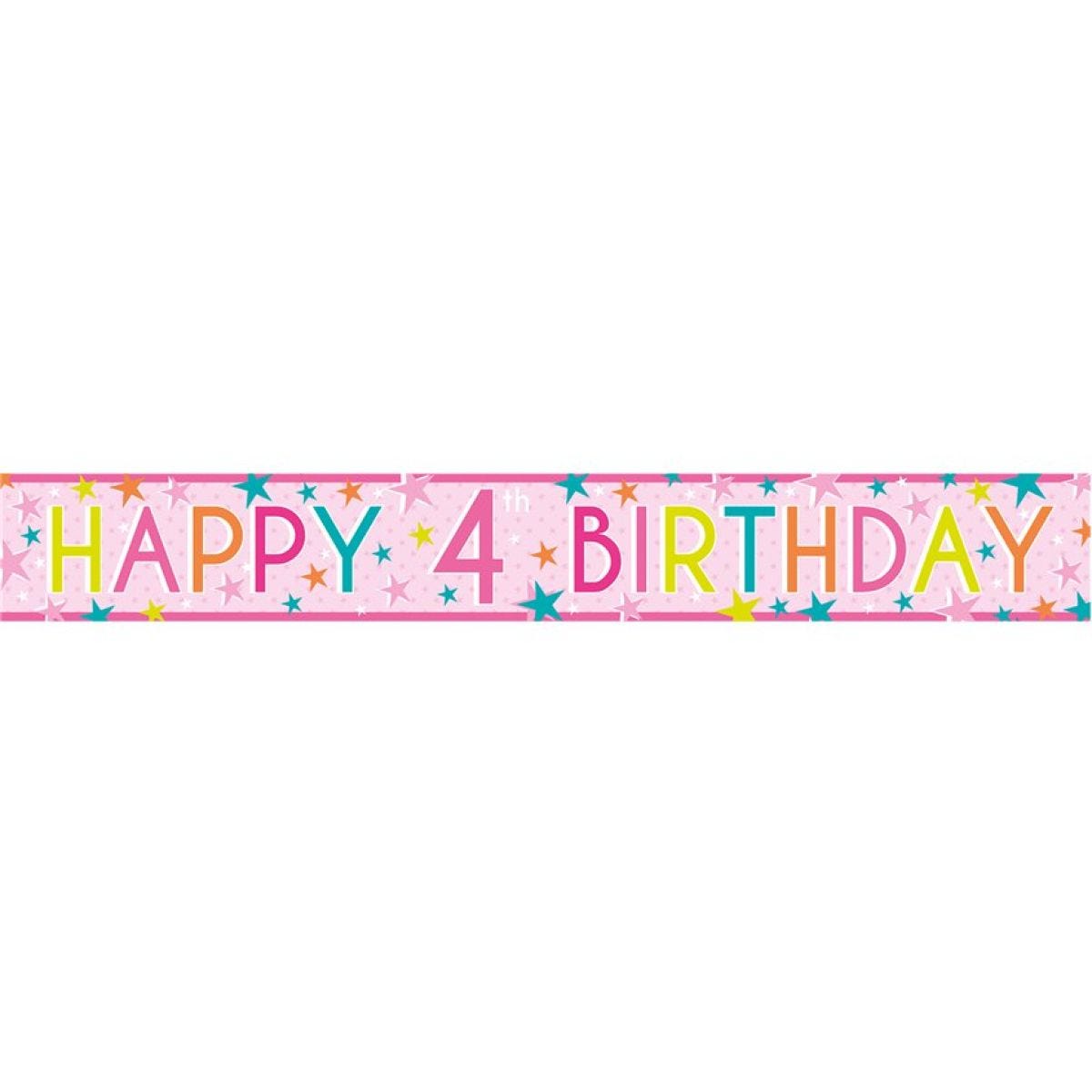 Girls 4th Birthday Paper Banners - 1m