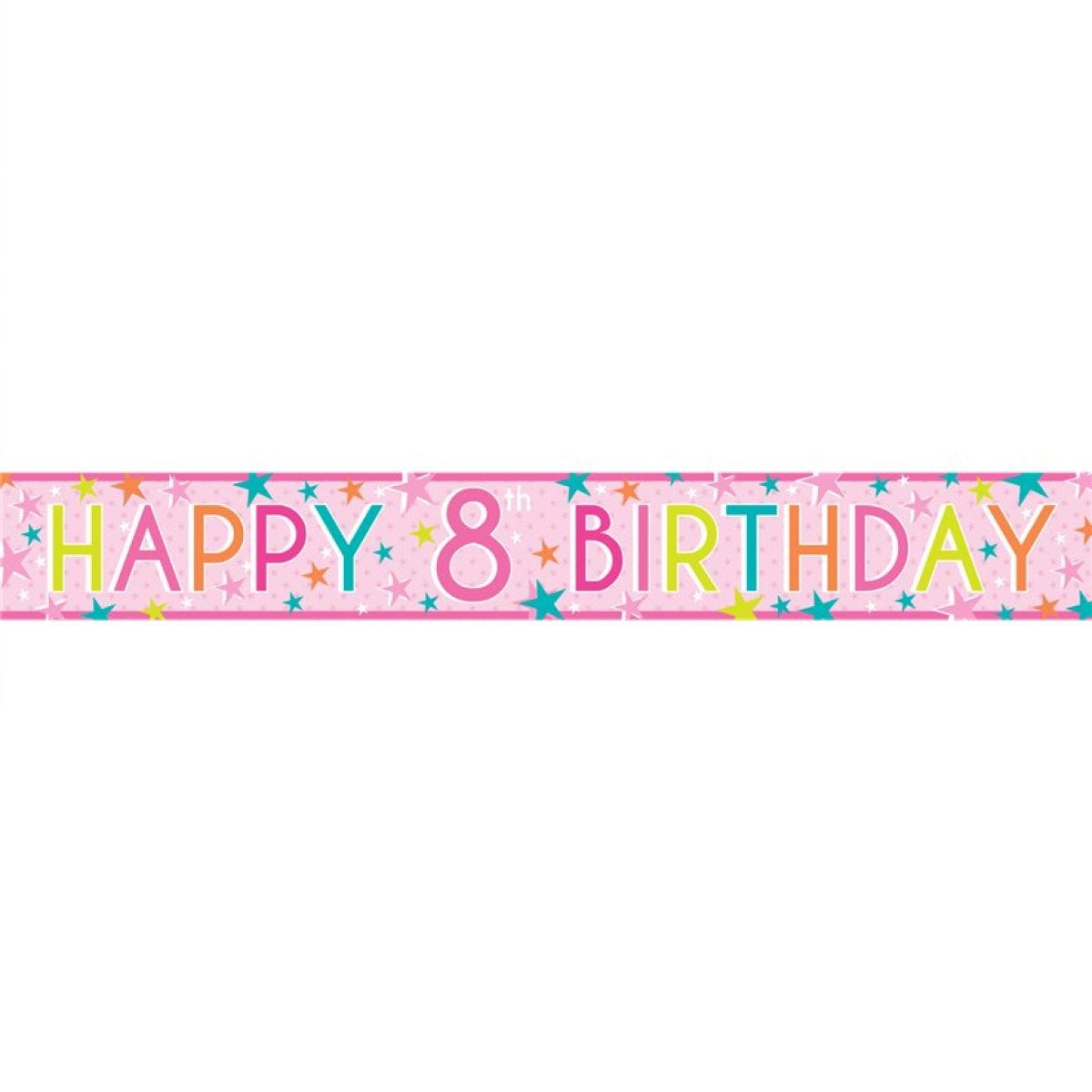 Girls 8th Birthday Paper Banners - 1m