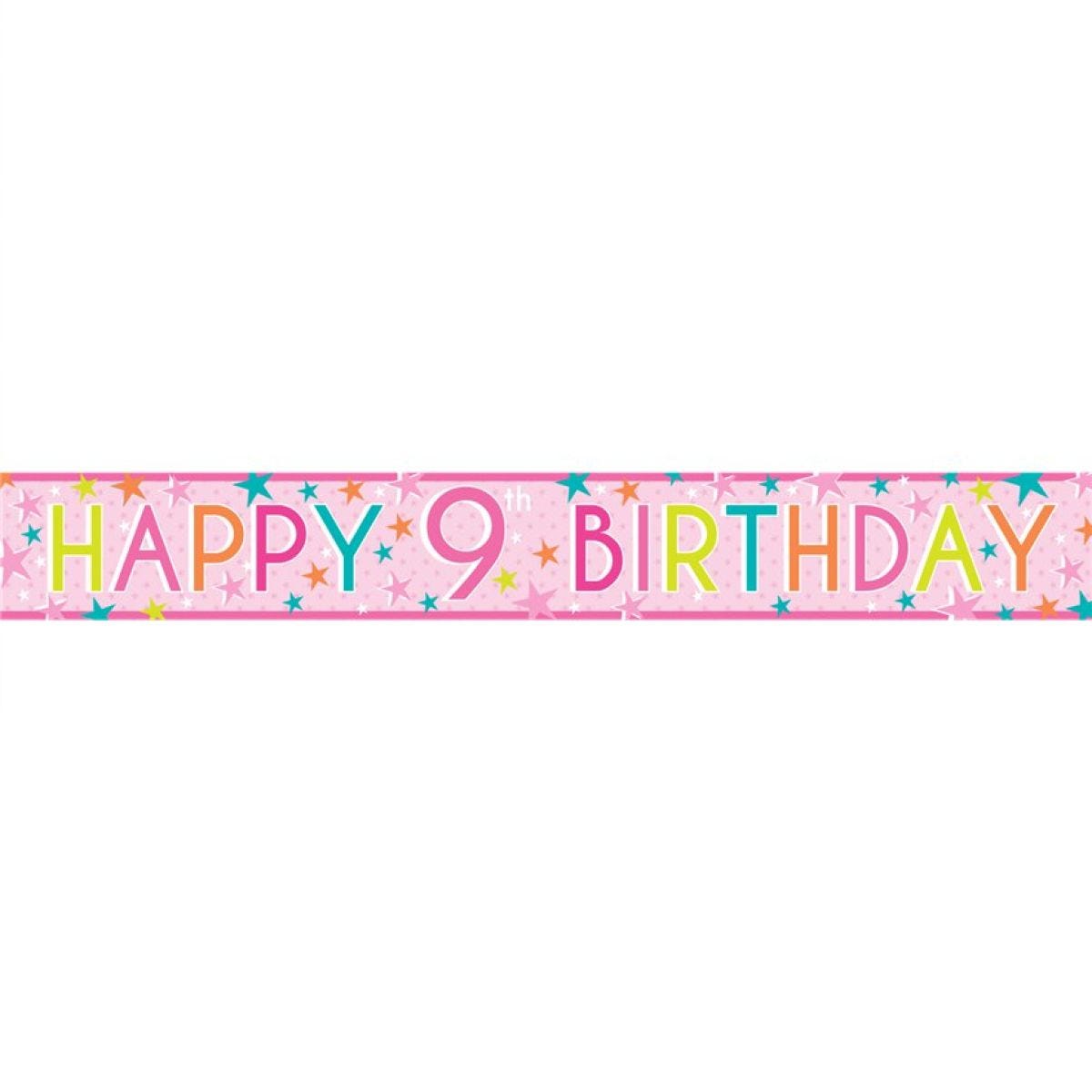 Girls 9th Birthday Paper Banners - 1m