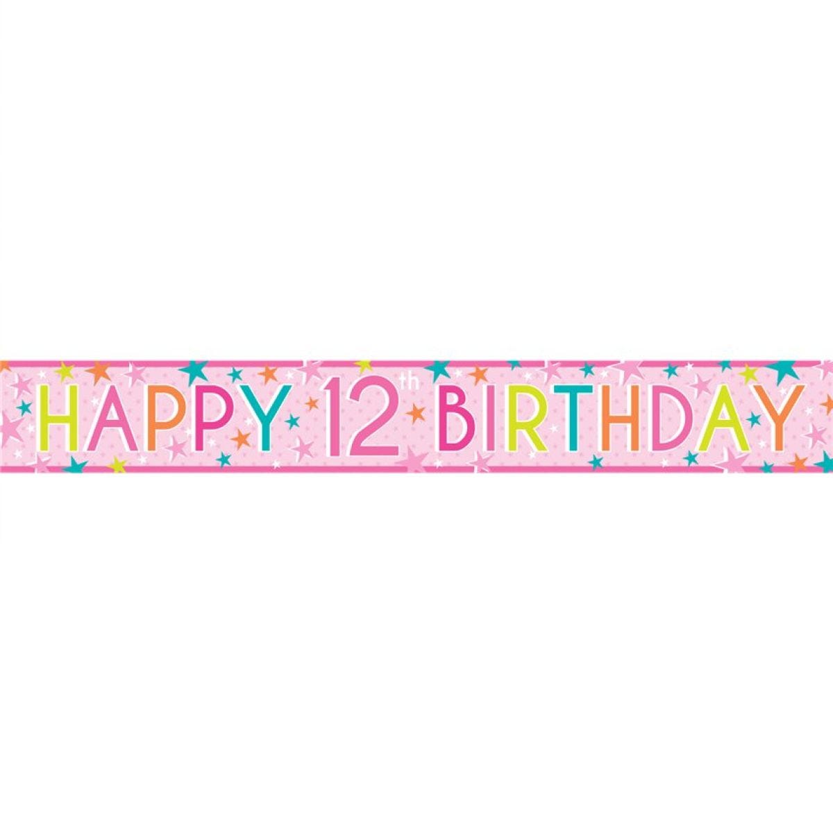 Girls 12th Birthday Paper Banners - 1m