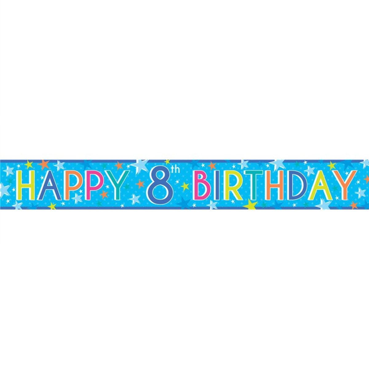 Boys 8th Birthday Paper Banners - 1m