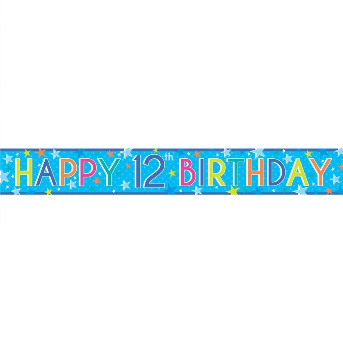 Boys 12th Birthday Paper Banners - 1m