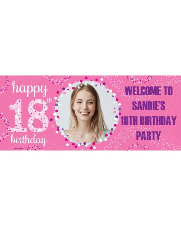 18th Birthday Pink Celebration Personalised Banner