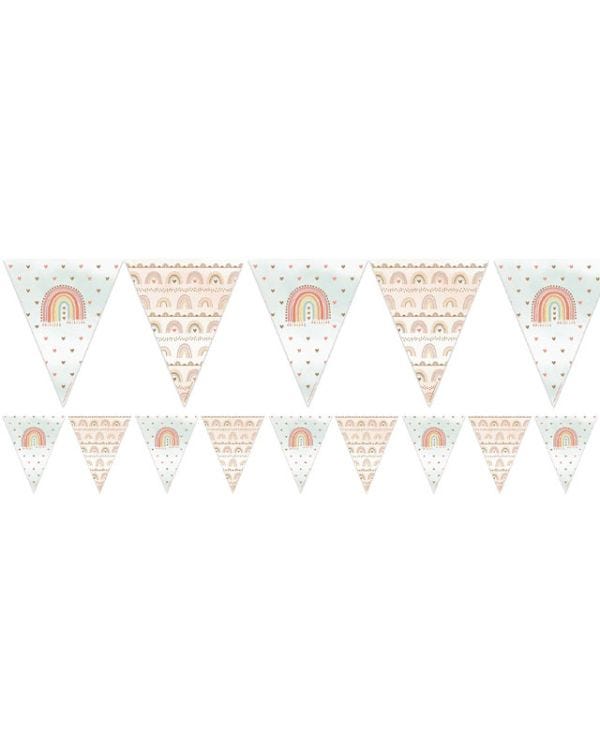 Boho Rainbow Paper Flag Bunting - 3.7m