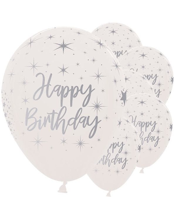 Crystal Clear Happy Birthday - 12&quot; Latex Balloons (25pk)