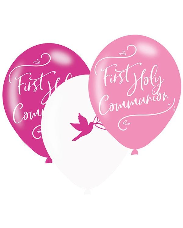 Pink First Holy Communion - 11&quot; Latex Balloons (6pk)