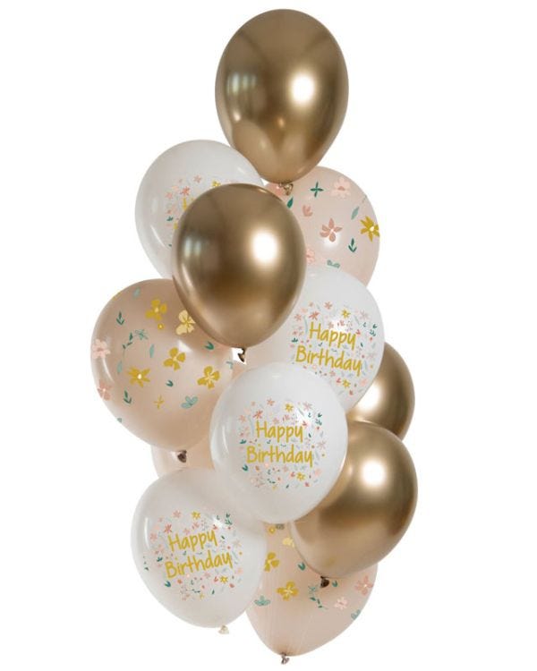 Birthday Blossom Balloons - 12&quot; Latex (12pk)