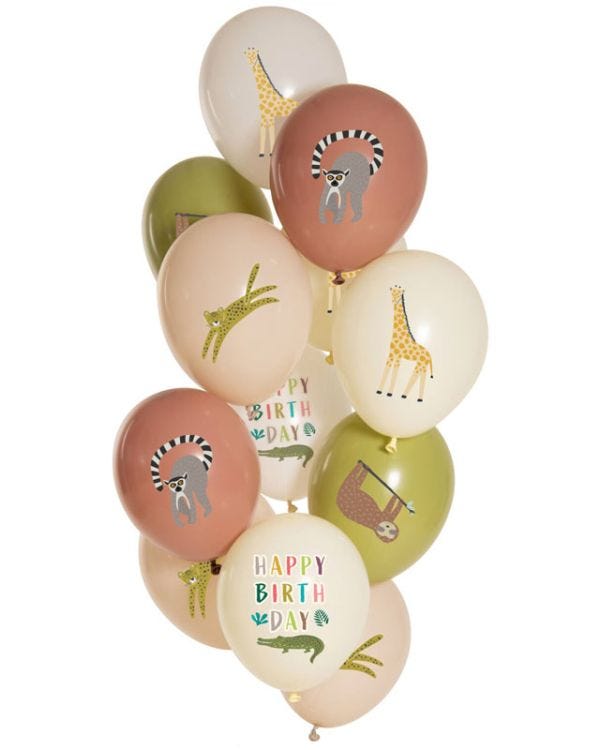 Birthday Zoo Party Balloons - 12&quot; Latex (12pk)
