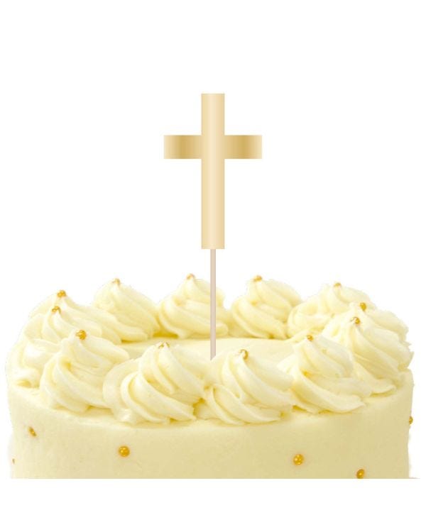 Gold Cross Cake Topper