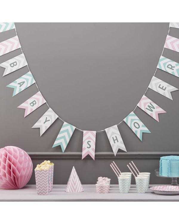 Baby Shower Chevron Paper Bunting - 3.5m