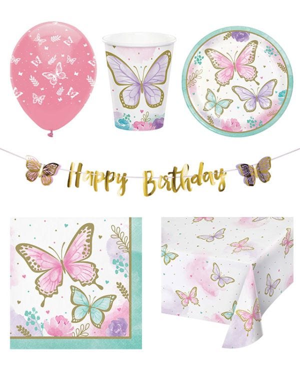 Butterfly Shimmer Deluxe Party Pack for 8