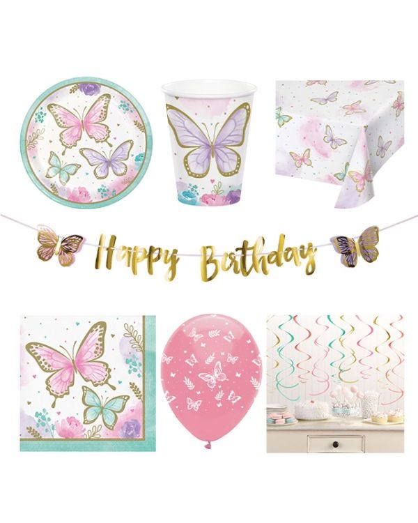 Butterfly Shimmer Deluxe Party Pack for 16