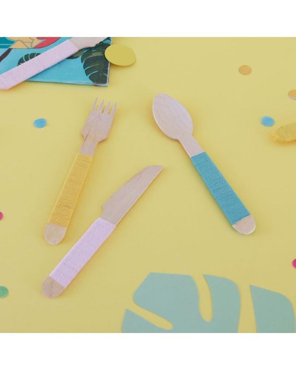 Yarn Wrapped Wooden Cutlery Set (18pk)