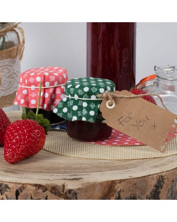 Gingham Fabric Jam Jar Toppers - 12cm (20pk)