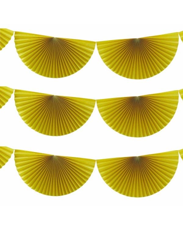 Yellow Paper Hanging Fan Bunting - 3m