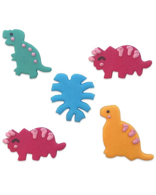 Girl Dino Sugar Cake Toppers x5