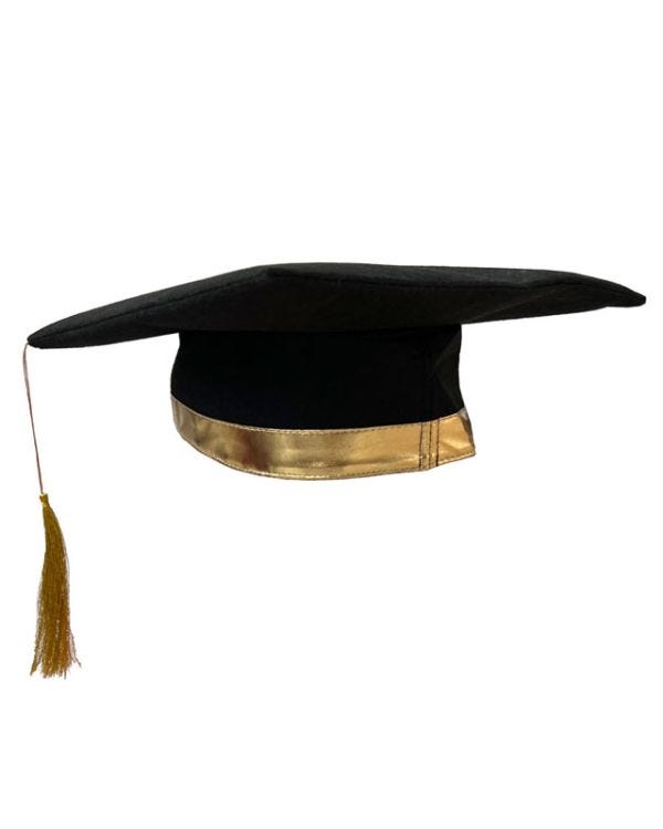 Graduation Black &amp; Gold Mortarboard Hat