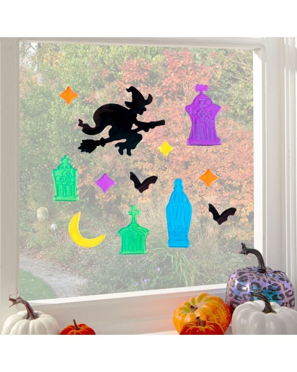 Witch &amp; Tombstone Gel Window Cling