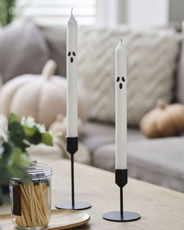 Ghost Face Dinner Candles (2pk)