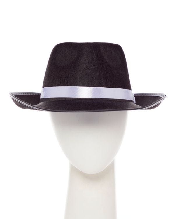 Black Gangster Fedora Hat