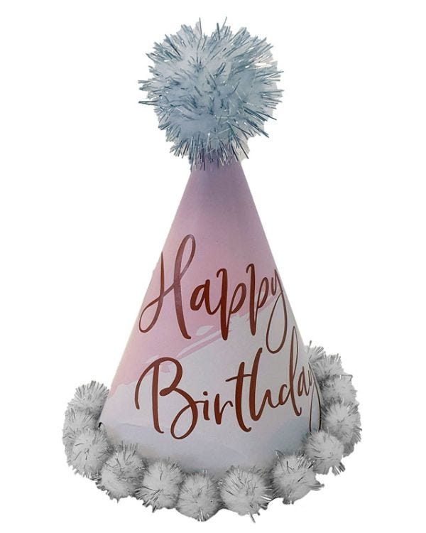 Happy Birthday Rose Gold Party Hat - 20cm