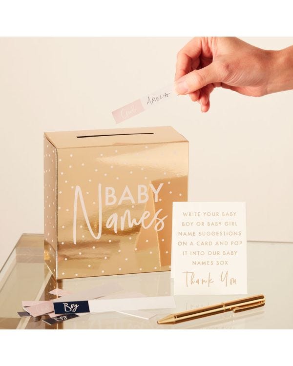 Gold Foiled Hey Baby Baby Names Box