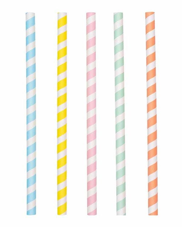Pastel Ice Cream Assorted Paper Milkshake Straws (10pk)