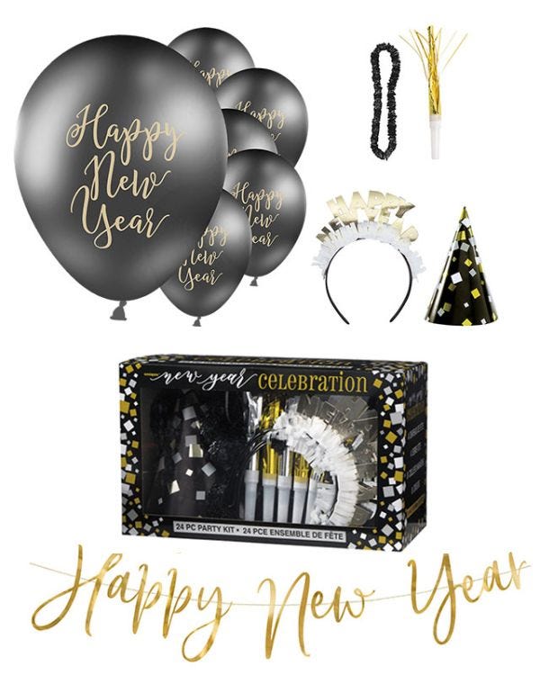 Deluxe Black &amp; Gold New Years Eve Decorating Kit