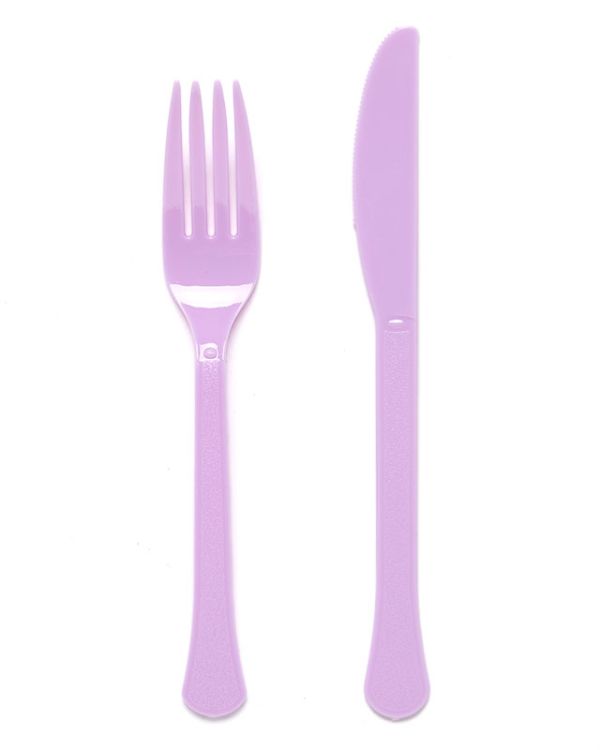 Lavender Reusable Plastic Cutlery Set (24pk)