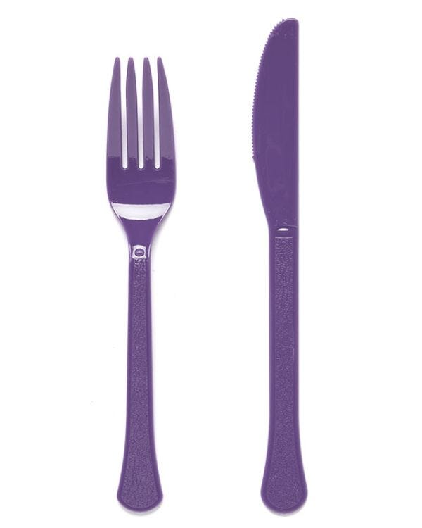 Purple Plastic Assorted Cutlery (24pk)