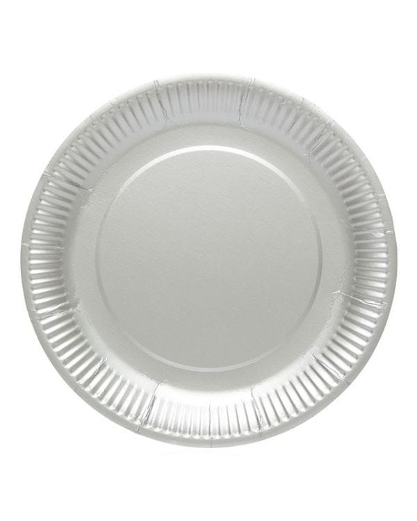 Silver Matte Paper Plates - 23cm (8pk)