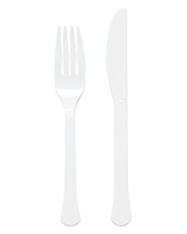 White Reusable Plastic Cutlery Set (24pk)