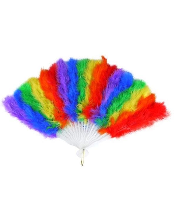 Rainbow Pride Feather Fan