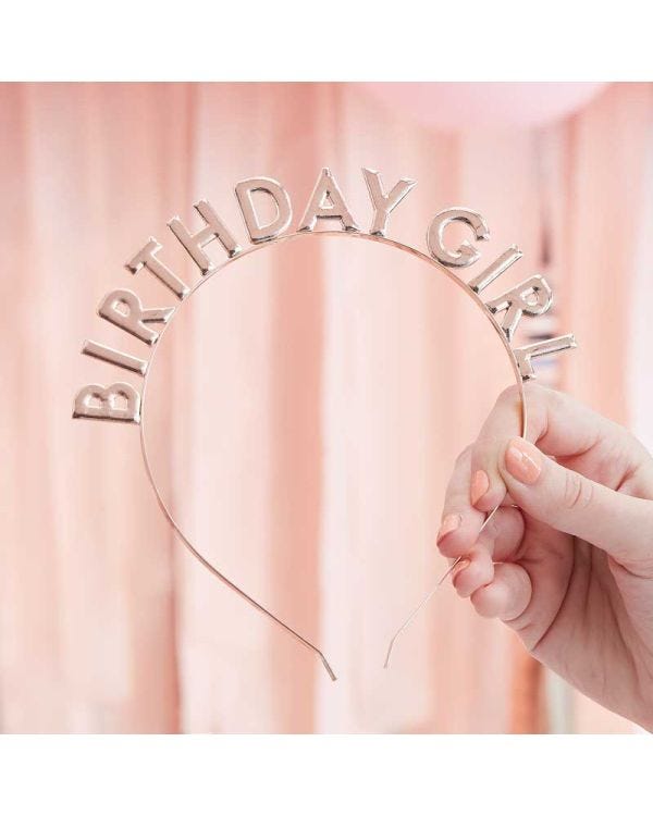 Rose Gold Birthday Girl Metal Headband