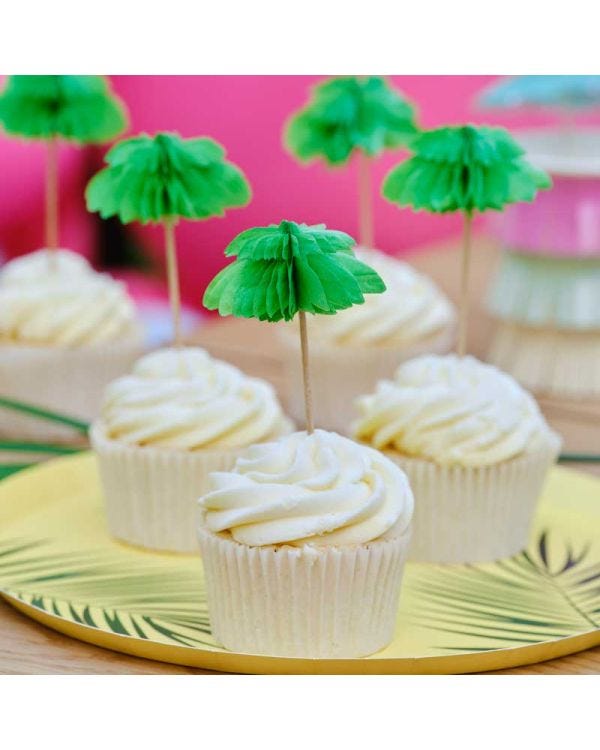 Hawaiian Honeycomb Palm Trees Cupcake Toppers (6pk)