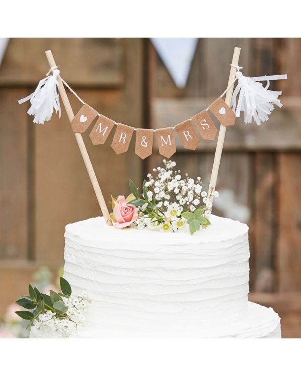 Mr And Mrs Kraft Cake Topper Bunting