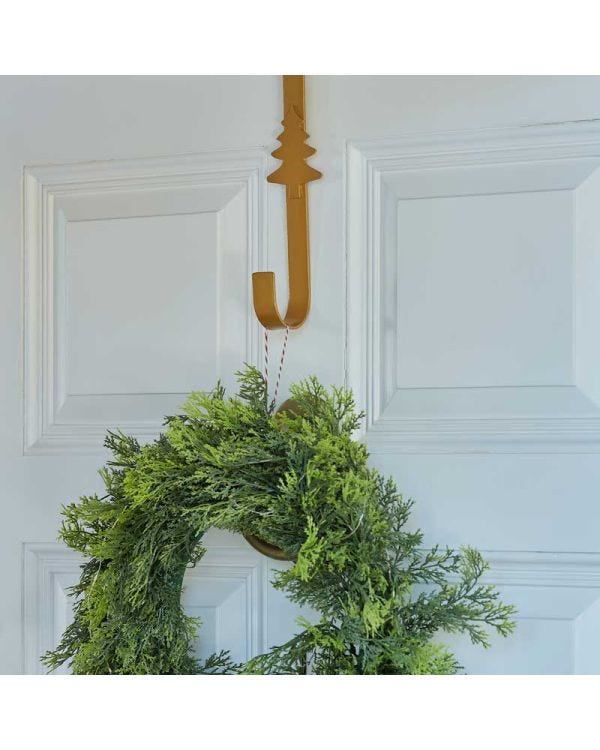 Gold Metal Christmas Tree Wreath Hanger - 30cm