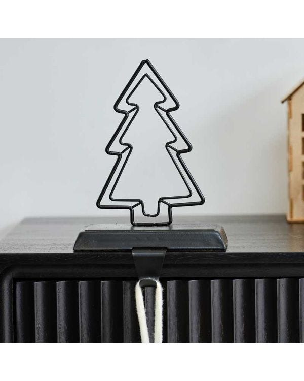 Black Metal Tree Stocking Holder - 14cm