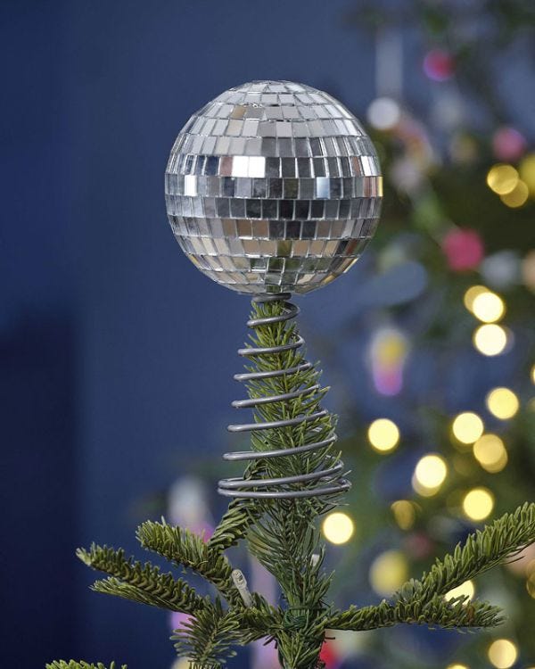 Silver Tree Disco Ball Topper