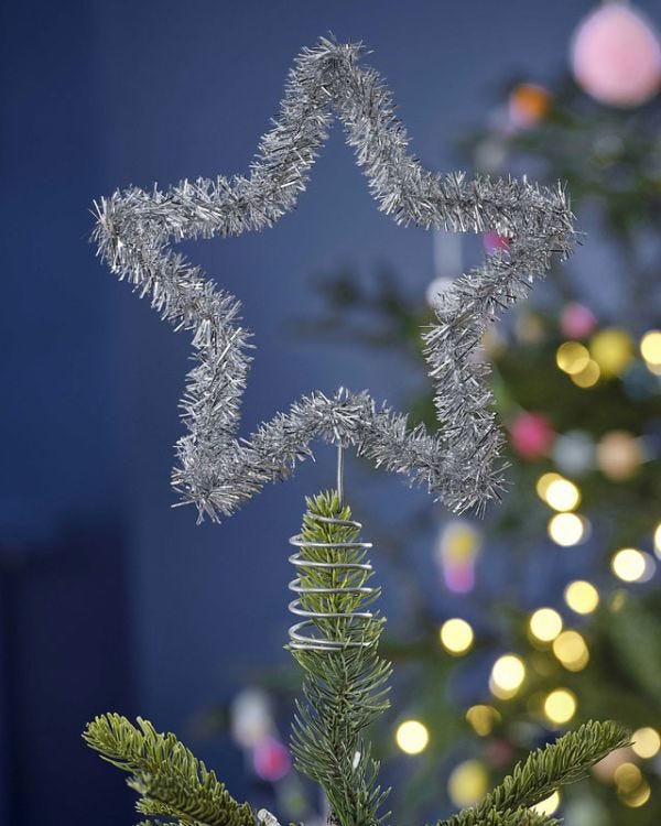Silver Tinsel Tree Topper