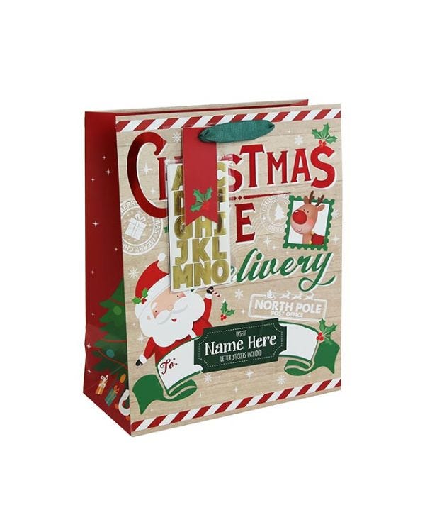 Personalised Christmas Eve Large Gift Bag - 33cm x 26.5cm