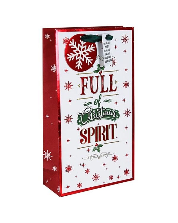 Christmas Spirit Double Bottle Bag - 36.5cm x 20cm
