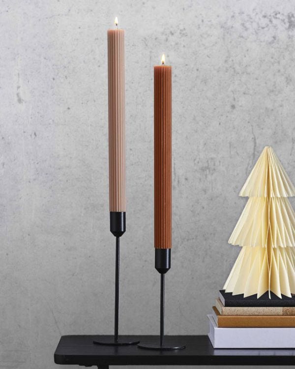 Neutral Ribbed Candles (2pk)